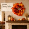 24" Artificial Halloween & Thanksgiving Wreath with Pumpkins & Maple