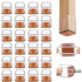 Ansible 24 pcs Square Extra Large Chair Leg Floor Protectors, Furniture Felt Pads Silicone Covers caps for Chairs,Chair Leg Protectors for Hardwood Floors (X-Large fit:1-5/8'' to 1-14/16'')