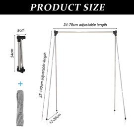 Hengrongshen Portable Clothes Rack, Foldable, Extendable Clothes Rail, Retractable, Travel Clothes Rack, Sturdy, Small, Lightweight, Clothes Airer for Camping, Laundry at Home, Black