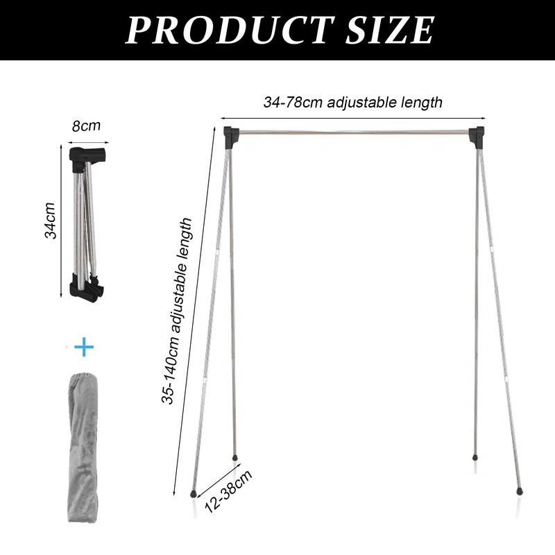Hengrongshen Portable Clothes Rack, Foldable, Extendable Clothes Rail, Retractable, Travel