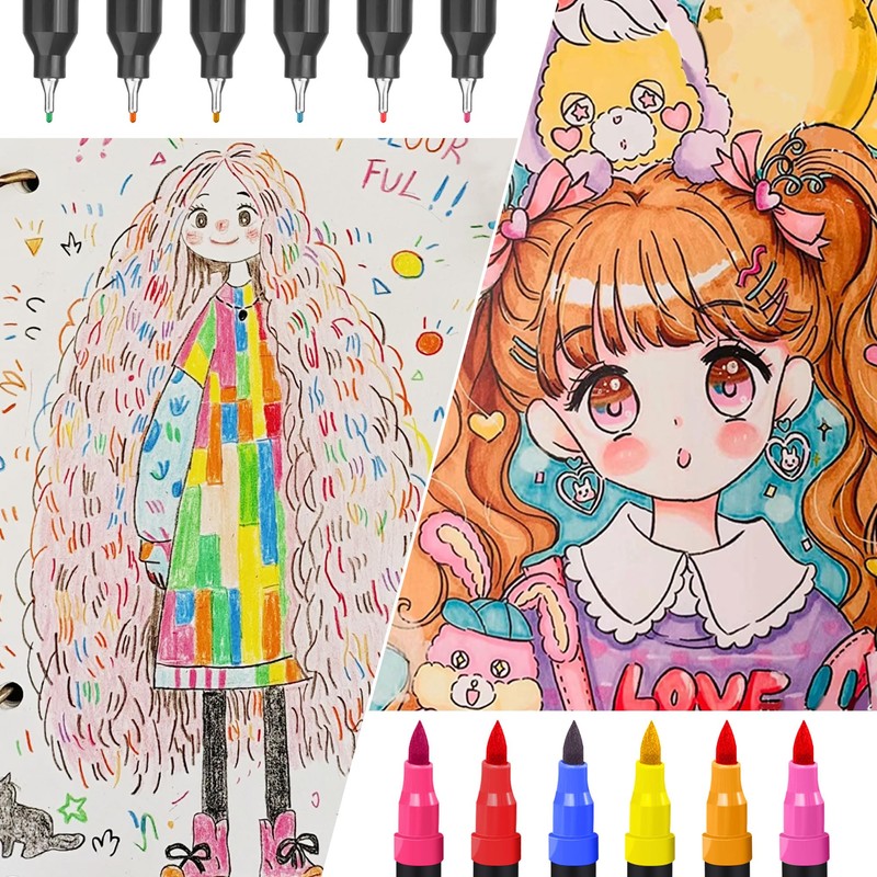 JOYIT Children's Felt Tip Pens, Watercolour Pens with Two Tips,