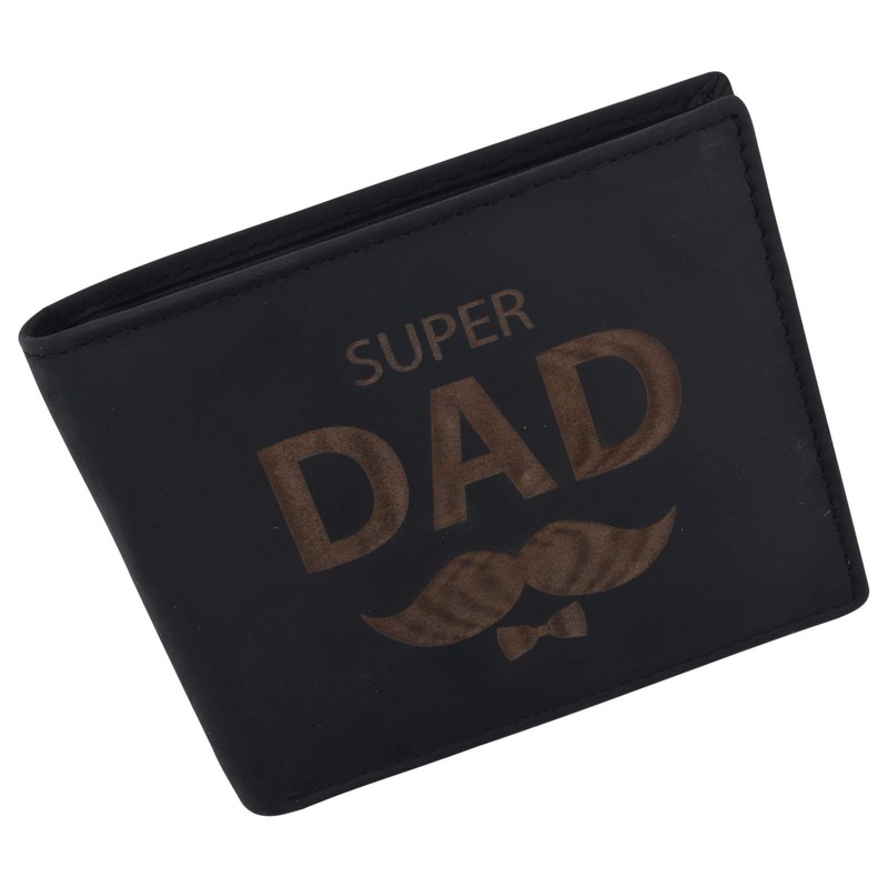 Super Dad Mens RFID Blocking Leather Bifold Wallet Father's Day