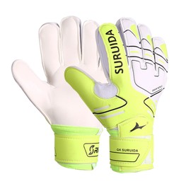 SURUIDA Soccer Goalie Goalkeeper Gloves for Kids & Men Strong Grip Football Gloves with Natural Latex Finger Protect for Football Soccer Sports