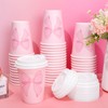 Whaline 50 Pcs Pink Bow Coffee Paper Cups Bowknot Coquette