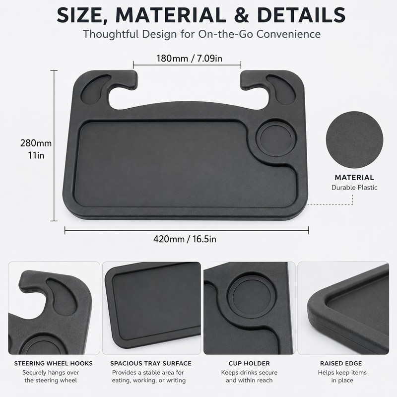 Steering Wheel Tray for Parked Car Use – Portable Dining