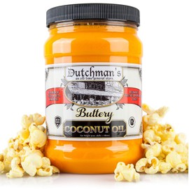Dutchman's palomitas de maíz aceite de coco | Aceite con sabor a mantequilla, tarro de 30 onzas – Coloreado con beta caroteno natural, hace palomitas de maíz estilo teatro, mejor clasificado, vegano, saludable, sin grasas, sin gluten, fabricado en Estados Unidos