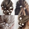 YFFSFDC U-Pin Hair Clips, Pearl (Silver, Set of 18)