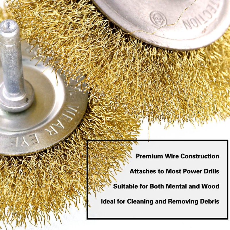 Swpeet 7-Piece Brass Brush Set with Brush Wheel and Cup