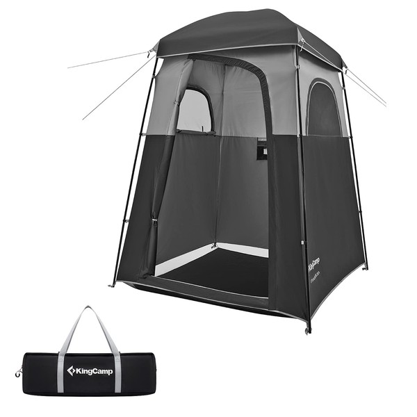 KingCamp Shower Tent, Extra Large Portable Single Shower Tent for Camping Outdoor, Versatile Privacy Tent Dressing Changing Tent with Floor, Black