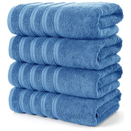 Utopia Towels 4 Pack Premium Extra Large Bath Towels Set, (30 x 60 Inches) 100% Ring Spun Cotton 500GSM, Lightweight and Highly Absorbent Quick Drying Towels, Perfect for Daily Use (Electric Blue)