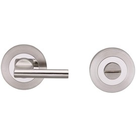 Disabled Thumbturn Handle with Release - with Indicator - Polished/Satin Steel | Locking Thumb Turn and Release Handle - Screwless Rose - for Use with Lever on Rose Door Handles