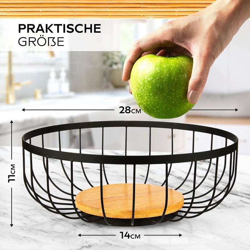 HIKITCHEN® Fruit Basket - Fruit Basket - Metal and Bamboo