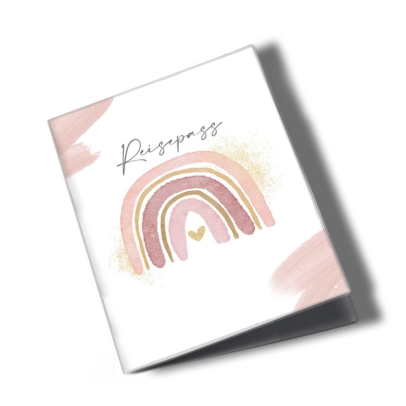 cozy racoon Kids Passport Holder, Watercolour Pink, Modern