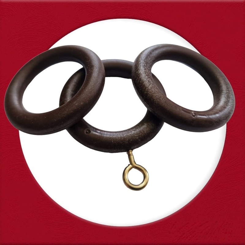 28mm x 45mm Walnut Curtain Rings Effect Drapery Pole Rod