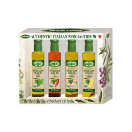 Olidi Organic Flavored Extra Virgin Olive Oil Set: Garlic, Basil, Chili, Lemon, 8.5 Fl Oz (Pack of 4)