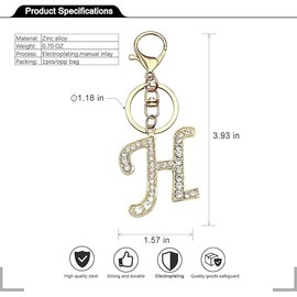 Letter Keychains for Women Purse Charms for Handbags Crystal Initial Alphabet Pendant with Key Rings