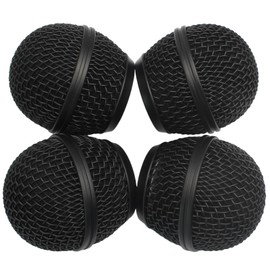 SOVNSG 4PCS Black Microphone Ball Head, Replacement Steel Mesh Grille Heads with Inner Foam, Compatible Mic Grill for SM58/SM58S/SM58LC/BETA58/BETA58A