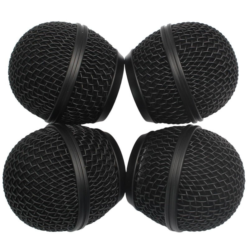 SOVNSG 4PCS Black Microphone Ball Head, Replacement Steel Mesh Grille