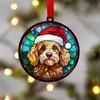 Image Industry Cockapoo Golden in Santa Hat Suncatcher Decoration -