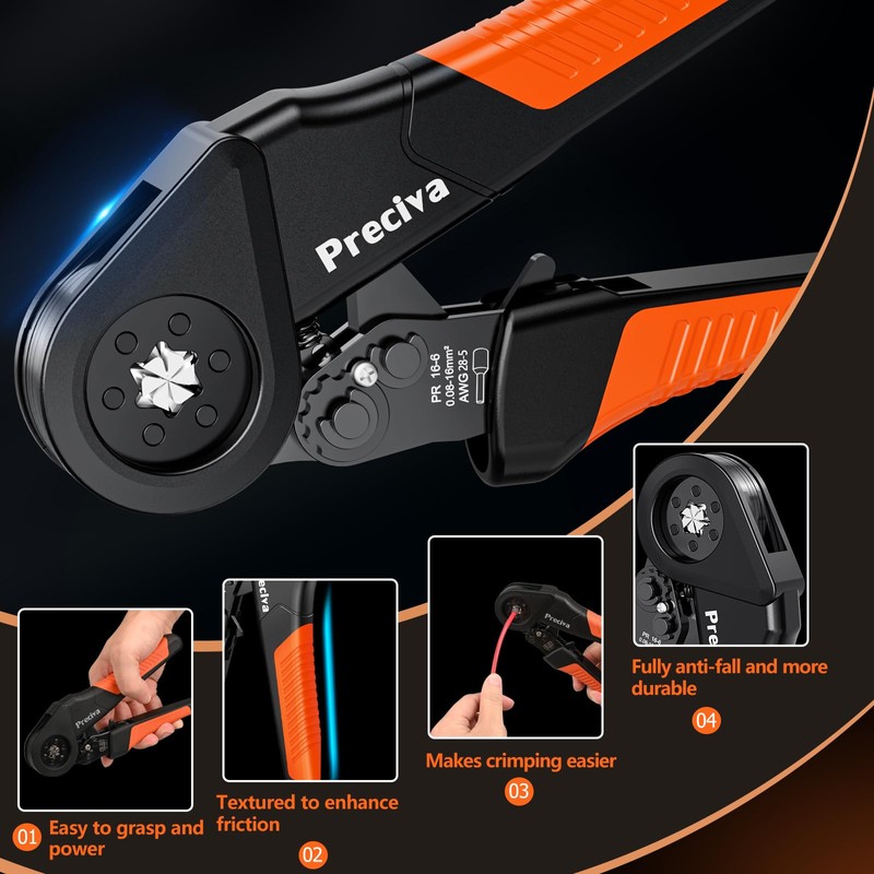 Preciva Ferrule Crimping Tool Kit - AWG 28-5 (0.08-16mm²) Hexagonal