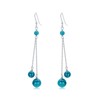 Long Turquoise Bead Dangle Earrings for Women 925 Sterling Silver