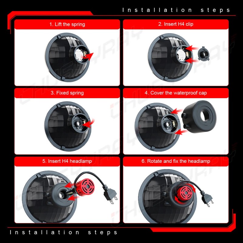 CHUSYYRAY 2x 7 Inch LED GLASS Headlight Round ORIGINAL CLASSIC