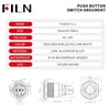 FILN 19mm Momentary Push Button Switch - 2Pcs, Black Plated
