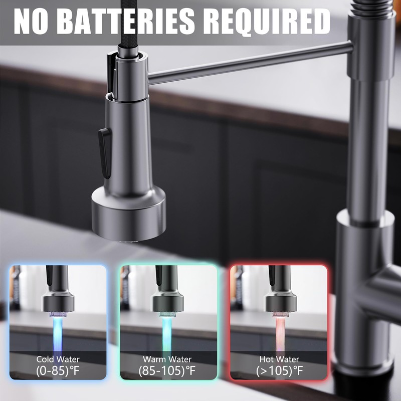 GIMILI Black Stainless Kitchen Faucet with Pull Down Sprayer Single