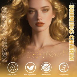 Prreal 6PCS Body Glitter Temporary Tattoos,Metallic Collarbone Fake Tattoo Stickers,Waterproof Gold Sparkle Tattoos,Women Festival Accessories for Carnival and Parties,Star flash