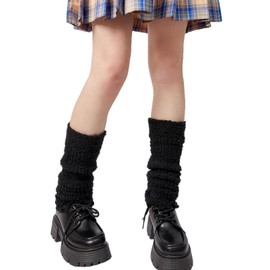 Lunedear Womens Fuzzy Leg Warmers Knit Ankle Socks Winter Warm Ruffle Leg Sleeves Warmer College Concert Thick Boot Socks