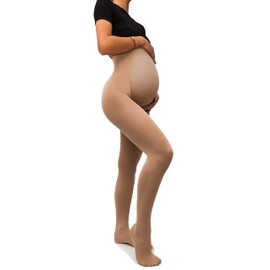 sofsy Women Opaque Maternity Tights - Stretchy Pantyhose for Pregnancy 50 Den [Made in Italy] Beige Natural - Large