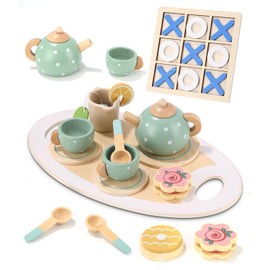Children's Wooden Tea Set, Children's Kitchen Accessories, Tea Party Play Kitchen Role Play, Play Kitchen Accessories, Role Play Children's Kitchen, Tea Set Wooden Toy, Gift for Children Girls Boys