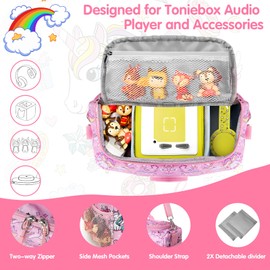 Carry Case for Toniebox Starter Set, for Tonie Characters, Headphones, Charging Station and Accessories Storage Bag with Zip and Adjustable Strap, Hand Bag for TonieBox Audio Player