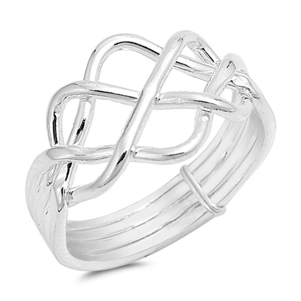 High Polish Bar Knot Puzzle Ring New .925 Sterling Silver