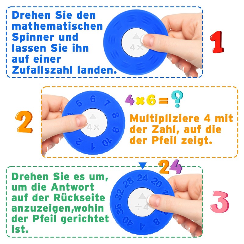 Meetory Pack of 9 Maths Fidget Spinners for Children -