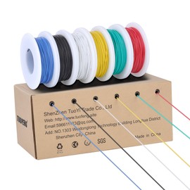 TUOFENG 30 AWG Wire,30 Gauge Silicone Wire 6 Colors 66ft/20m Each Spool,60V Flexible Electrical Wire with Tinned Copper, Hook up Wires for Breadboard/DIY/Battery