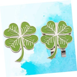 KICHOUSE 2 Pack Hat Clip Ball Markers Lightweight Alloy Magnetic Golf Accessories for Belt Visor Four-Leaf Design for Golfers