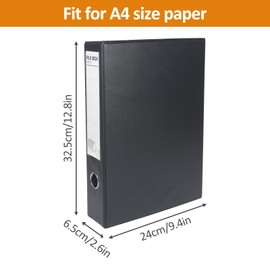 HUA JIE A4 Storage File Boxes Plastic Archives Cases, PVC File Folder Organizer Document Storage Filing Box for office,32.5×6.5×24 cm, Black(Pack of 6)