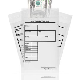 Tamper Proof Bank Deposit Bags - Self-Adhesive Seal, Write-On Surface, 6"x9" Clear Plastic Cash Envelopes | Pack of 500