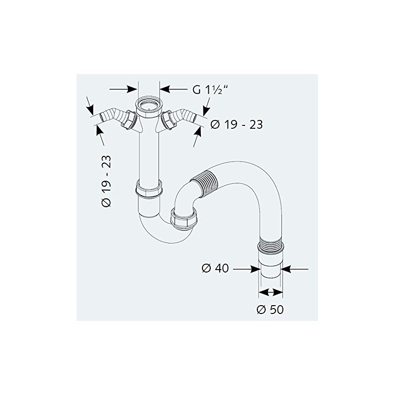 Pipe Odour Trap for Kitchen Sink, Washing Machine and Dishwasher