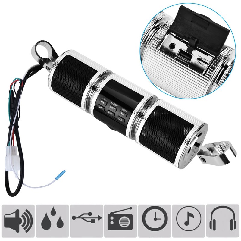 Motorcycle MP3 Music Player BT Audio Stereo Speaker FM Transmitter
