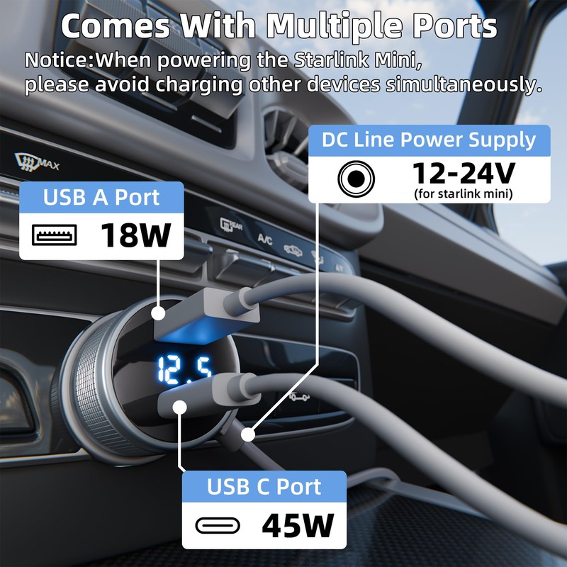 RVMARINEPAT Starlink Mini Car Adapter 12V with Step Up Converter,Stable