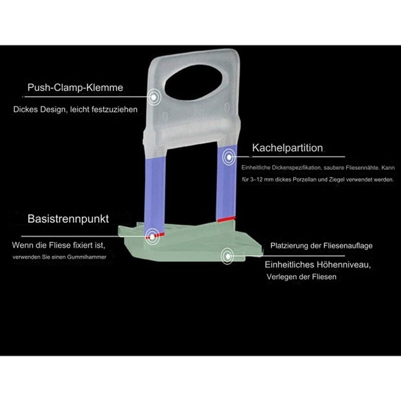 Pack of 100 Standard Tabs, Joint Width 1.5 mm, Levelling