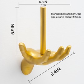 Yohsnor Gold Hand Toilet Paper Holder Wall Mount - Modern Unique Bathroom Roll Tissue Holder - Sturdy Design Mounts Easily - Funny Decorative - Functional Bathroom Accessory