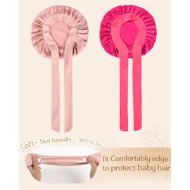 YANIBEST YANIBEST 2 PCS Baby Bonnet Silk Satin Bonnet for Kids Sleeping Cap Curly Natural Hair Silk Bonnets for Girls Boys Infant Pink