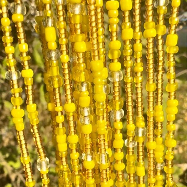 Tie on yellow goddess beads - Color: yellow with clear