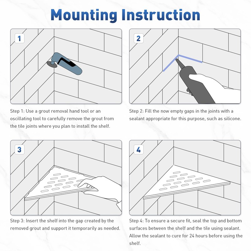 lives Shower Corner Shelf 10" Slot Design Bathroom Shelves for