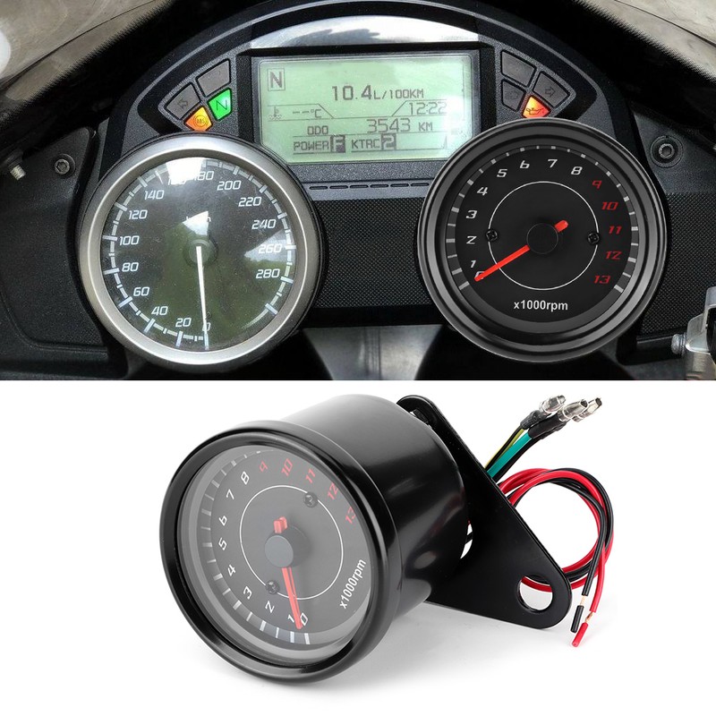 Universal 12V Vintage Motorcycle Tachometer Gauge LED Backlight Auto Accessory