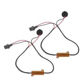 Qiilu Pair of Resistor Wiring Harness, 7440 T20 50W8RJ Hyper Flash Fix Error Free Cable Adapter for LED Turn Signals