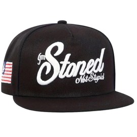 Sproutsy Men's Street Snapback Hat, Flat Visor, Straight Cap, Stoned, Black, 58 cm
